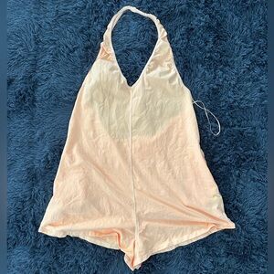 New Free People Movement Hot Shot Halter Romper Morning Sun Orange Size M/XL
